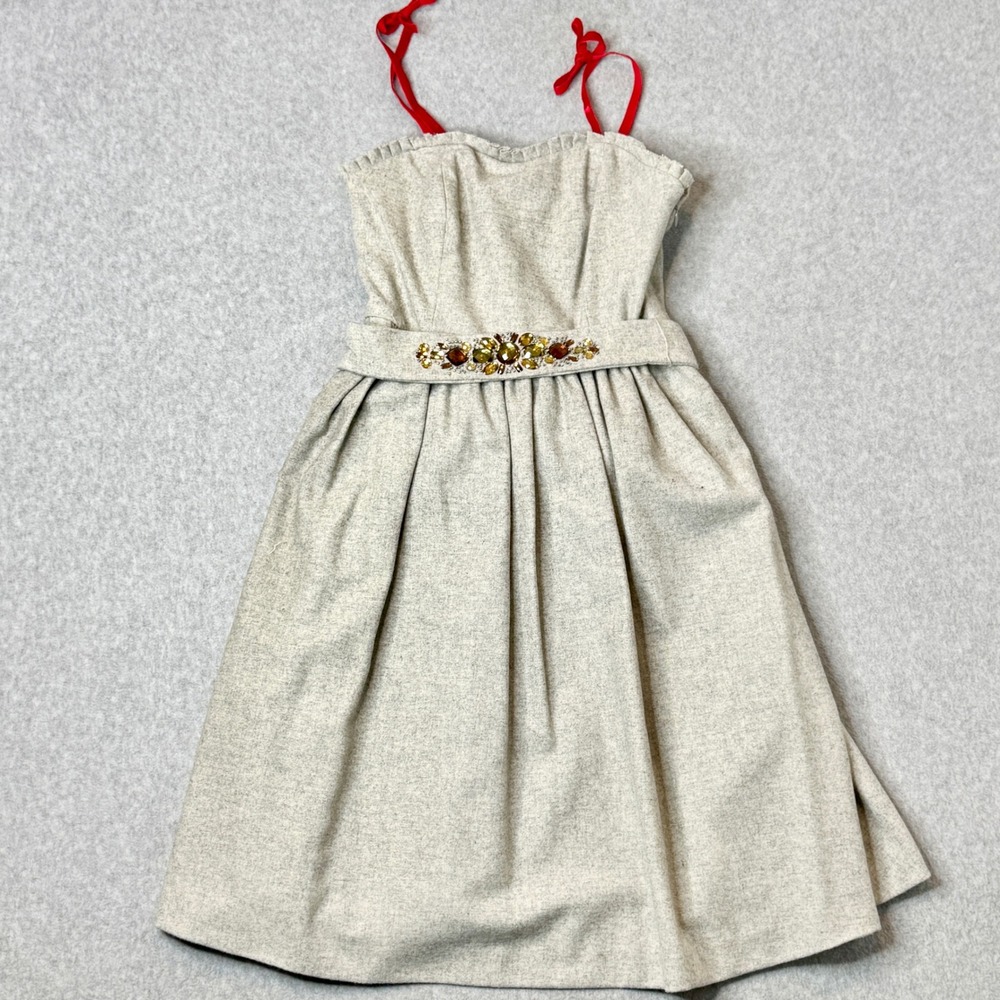 Banana Republic Womens‎ Light Gray Wool Blend Embellished Belted Dress Size 0